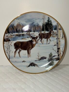 Vintage.Winter’s Majesty Deer by J.J. Whiting Franklin Mint Collector Plate Buck